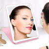 Three-panel LED vanity mirror designed to protect mirror surfaces when folded