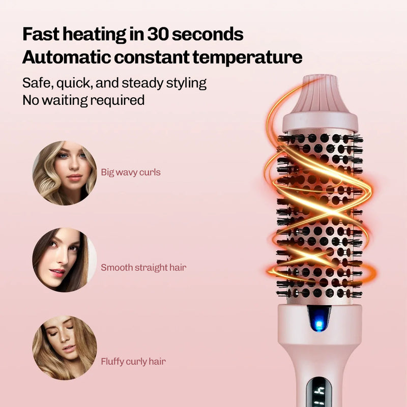 1.5 inch tourmaline ceramic heated round brush for shaping and smoothing hair