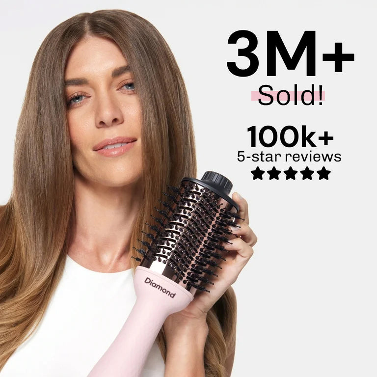 Volumising blow dry brush designed to create smooth and fuller-looking hair