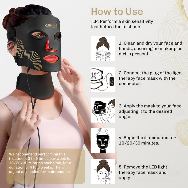 LED light therapy mask designed for short, timed at-home sessions