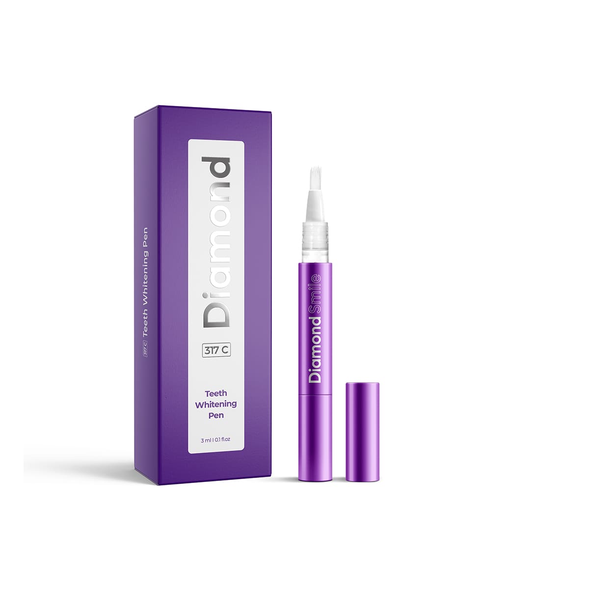 Diamond Smile purple colour-correcting tooth-whitening pen on a white background