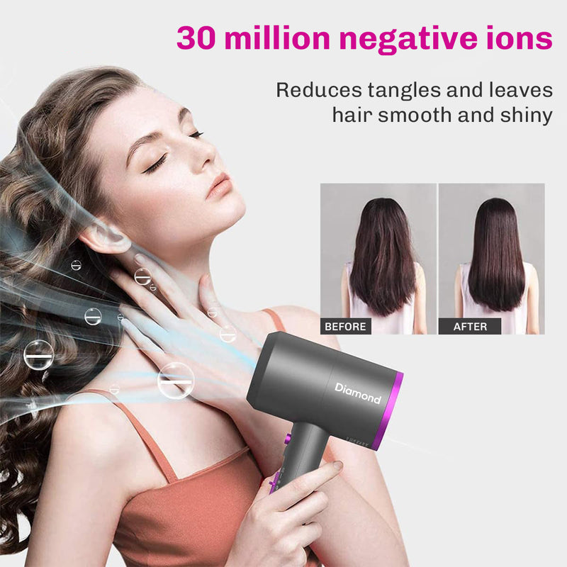 Ionic hair dryer including diffuser attachment for versatile styling