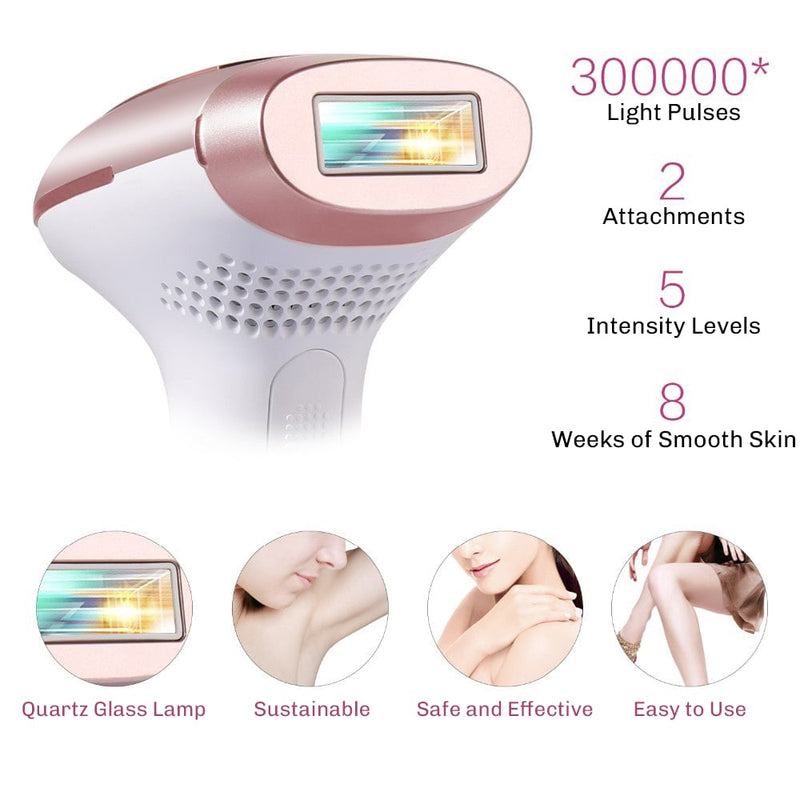 Light pulse hair removal device with even energy distribution for controlled application