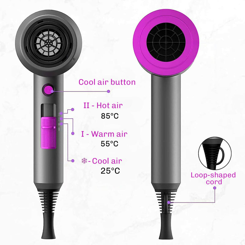 Lightweight ionic hairdryer with ergonomic design for comfortable use