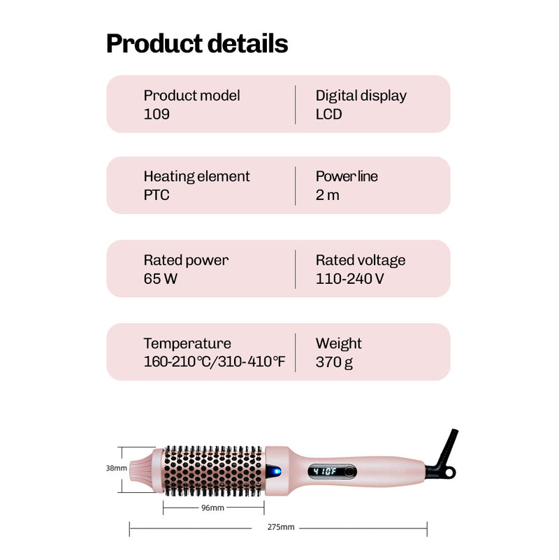 Heated round brush with extended bristles for guided styling control