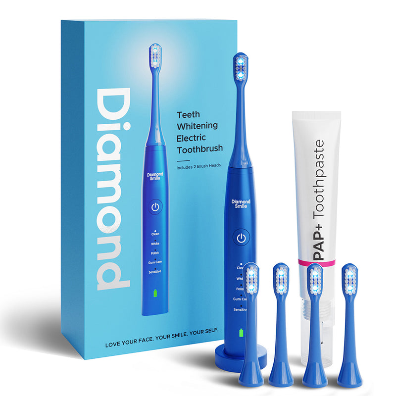 Power LED whitening sonic toothbrush from Diamond Smile with four additional heads and toothpaste