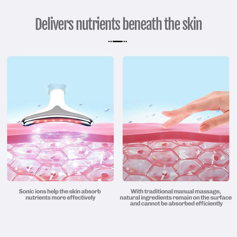 Facial tightening device featuring red light mode for smoothing appearance