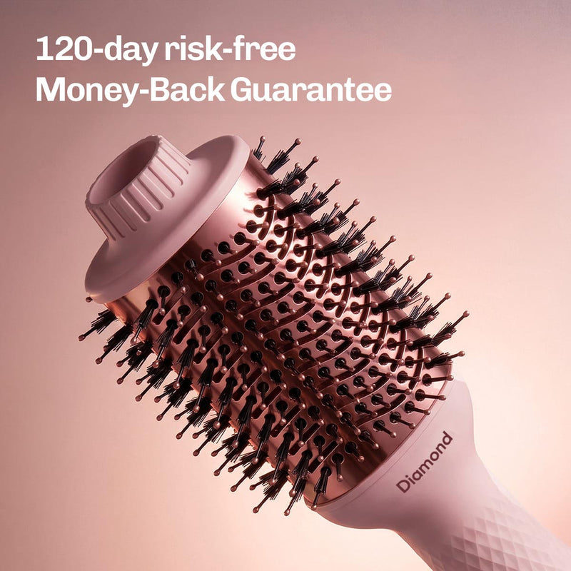Anti-frizz hot air brush that smooths flyaways and leaves hair soft and glossy.