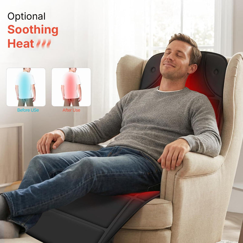 Back massage mat with adjustable massage programmes for personalised relaxation.