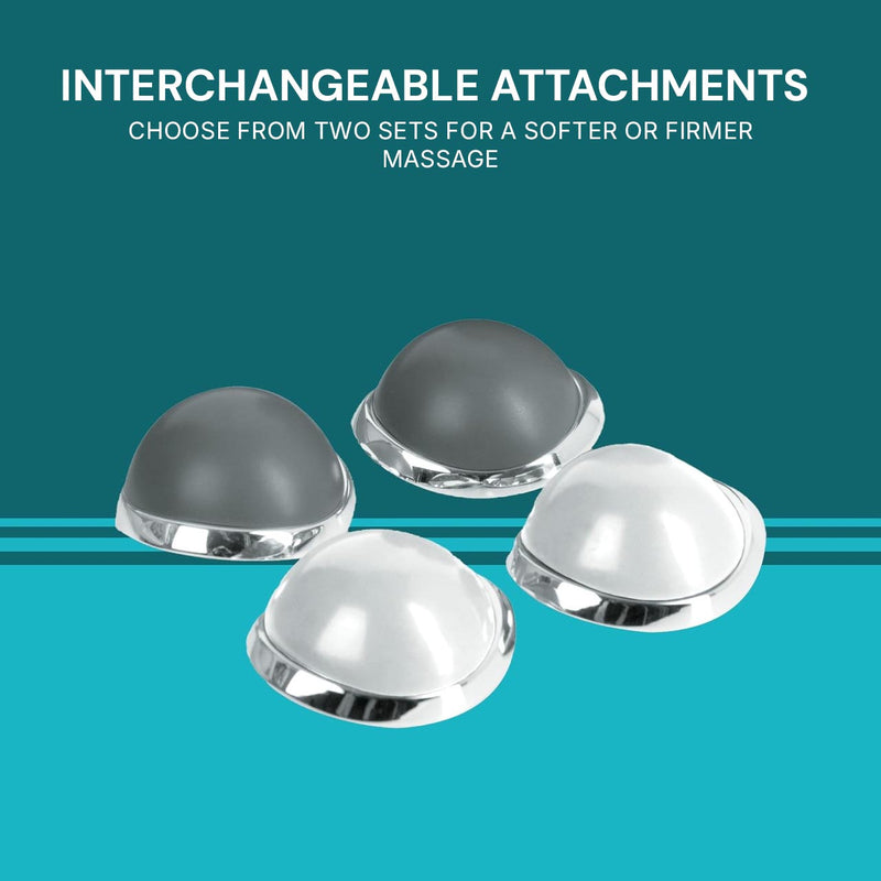 Dual head massager providing wider muscle coverage for the back, neck, shoulders and legs.