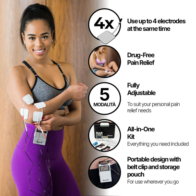 Electrical nerve stimulator with adjustable intensity levels for comfortable daily use.