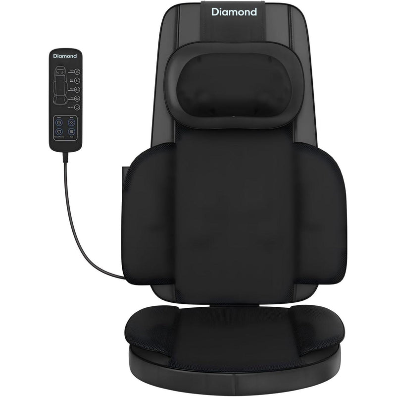 Full body massage cushion with ergonomic design for use on office chairs, sofas and car seats.