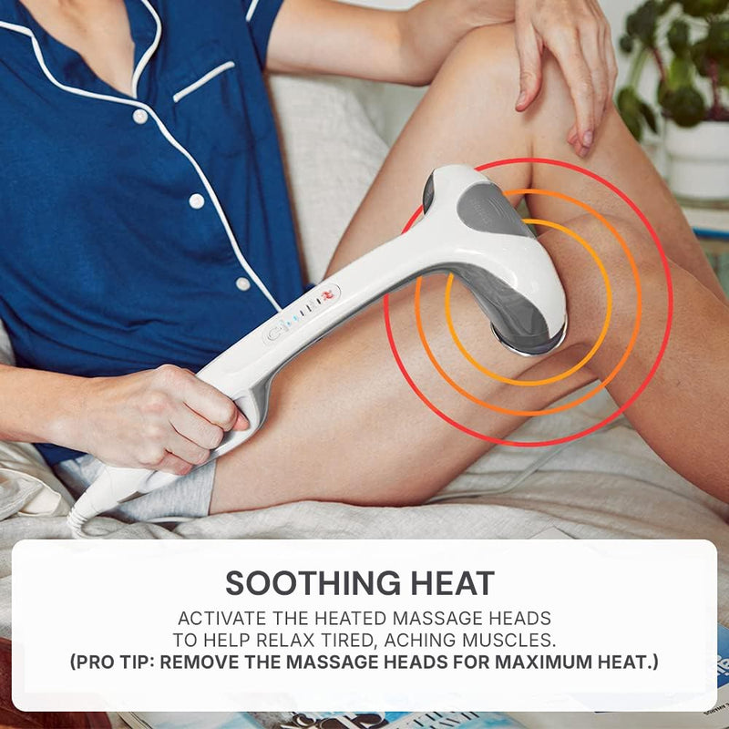 Handheld massager with ergonomic handle for comfortable self-massage across the whole body.