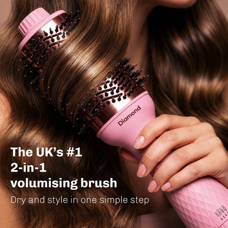 2-in-1 hot air styler combining a hair dryer and round brush for salon-quality styling.