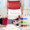 Infrared light therapy belt with adjustable intensity settings and multiple light modes.