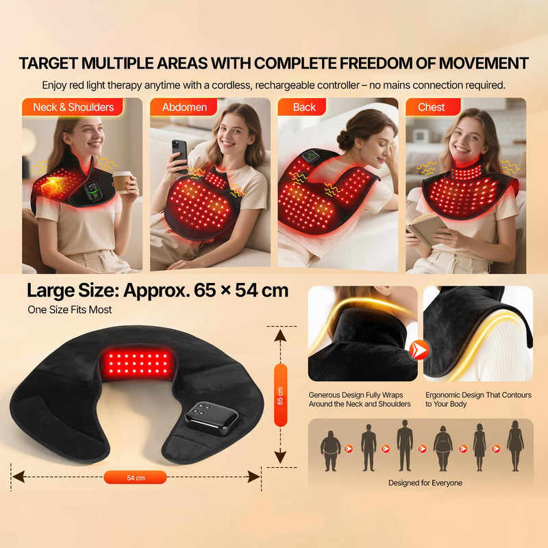 Infrared light therapy wrap combining red and near infrared light for upper body treatments.