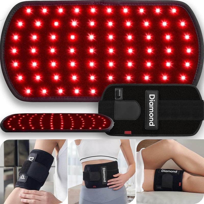 Infrared therapy belt with 660nm red light and 850nm near infrared light for targeted daily treatments.