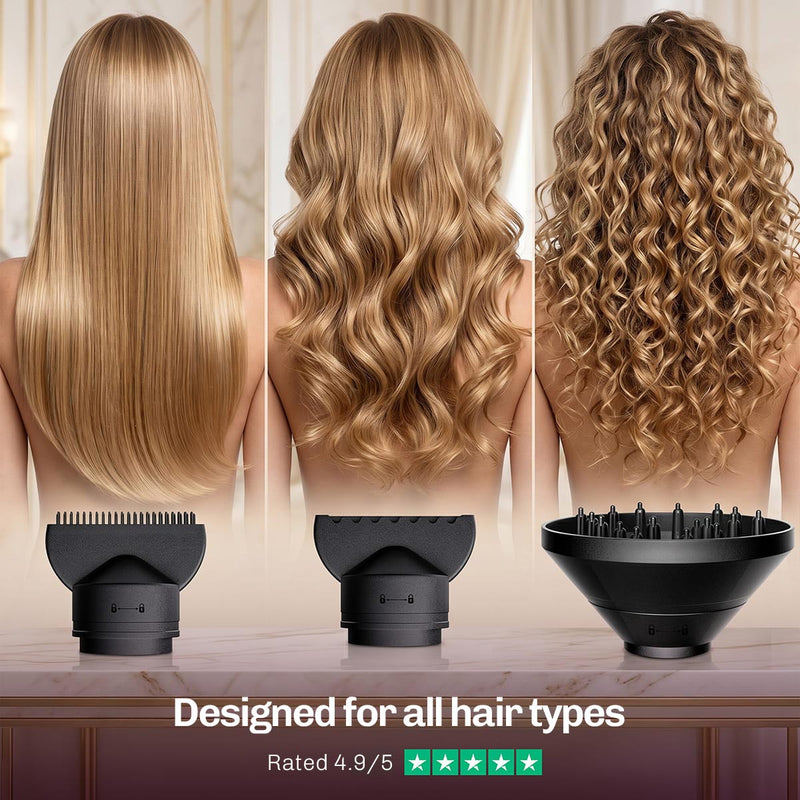 Hair dryer with ion technology that reduces frizz and helps protect hair from heat damage.