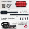 Light therapy belt with ergonomic fit for convenient use at home or while relaxing.