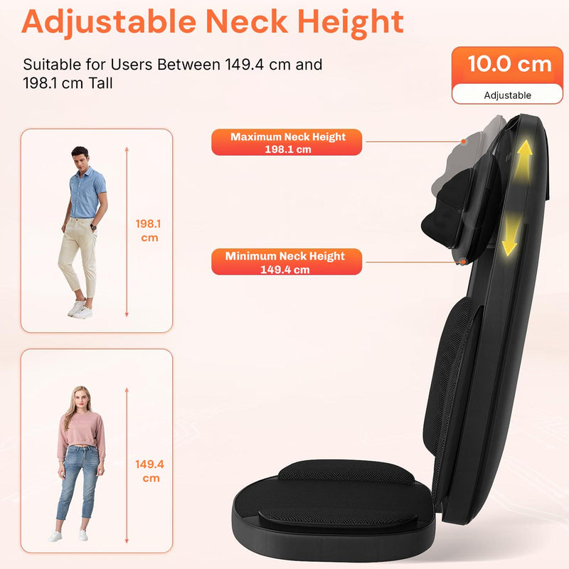 Neck and back massager combining Shiatsu massage, heat and vibration for everyday comfort.
