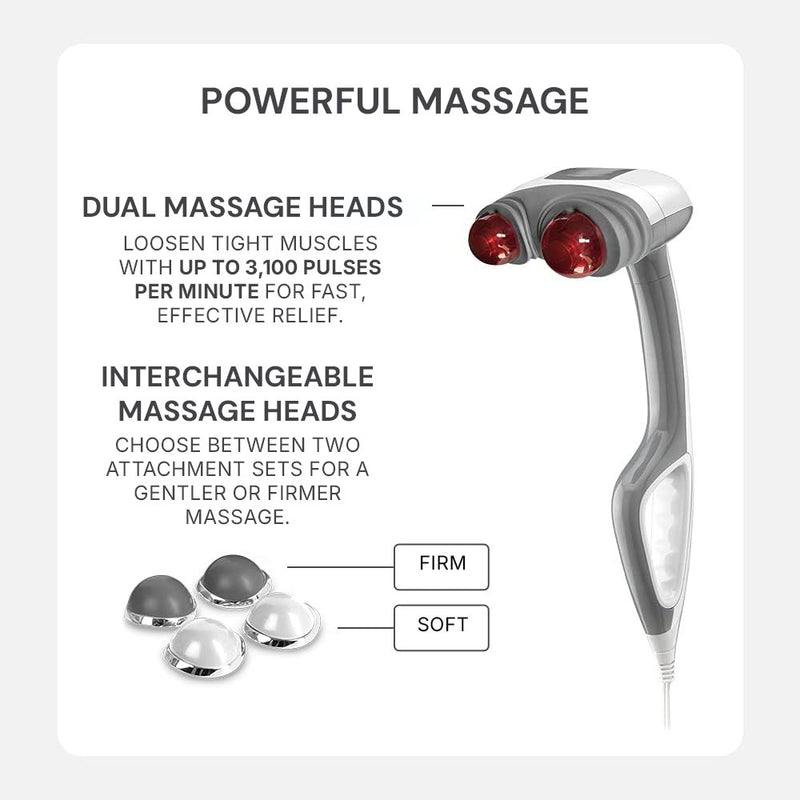 Percussion therapy massager with adjustable attachments for targeted deep tissue massage.