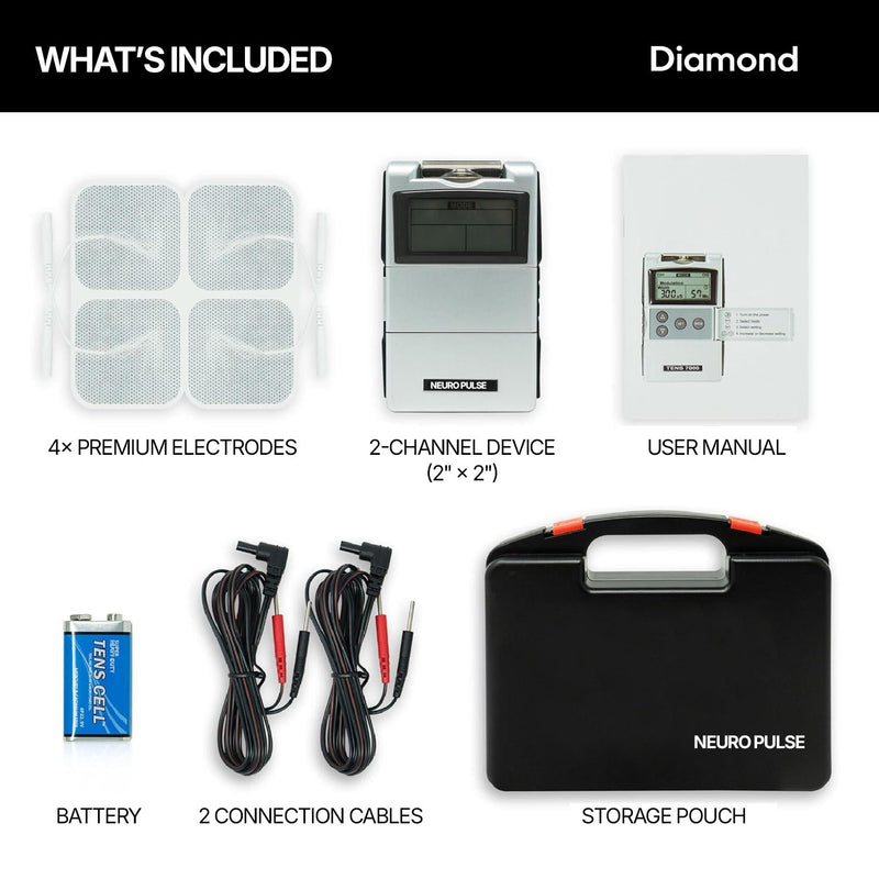 Portable TENS machine suitable for use at home, at work or while travelling.