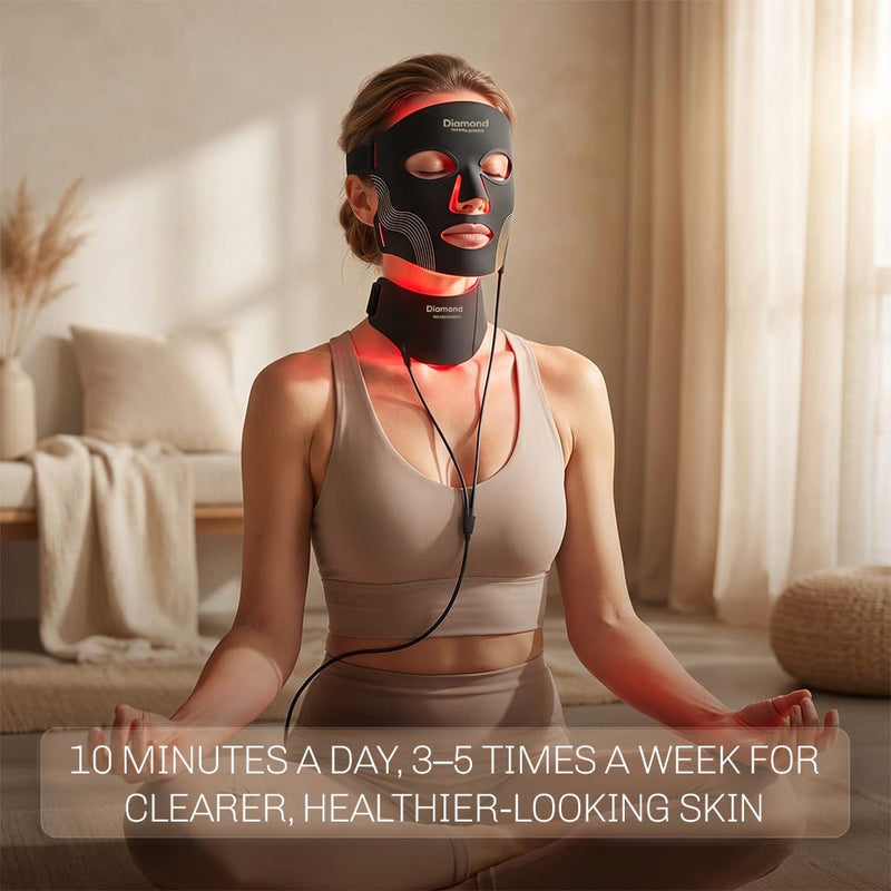 Red light face mask for reducing wrinkles and fine lines