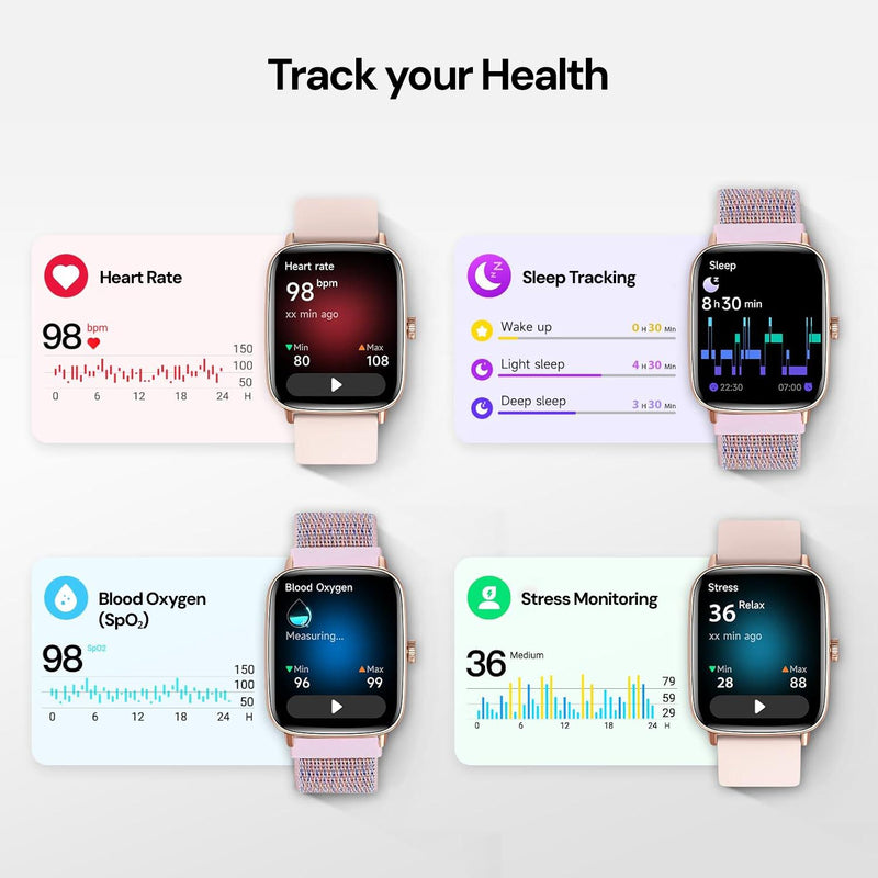 Smartwatch with Bluetooth calling allowing you to answer and make calls from your wrist.