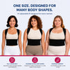 Spinal support brace offering balanced support from the shoulders to the lower back.