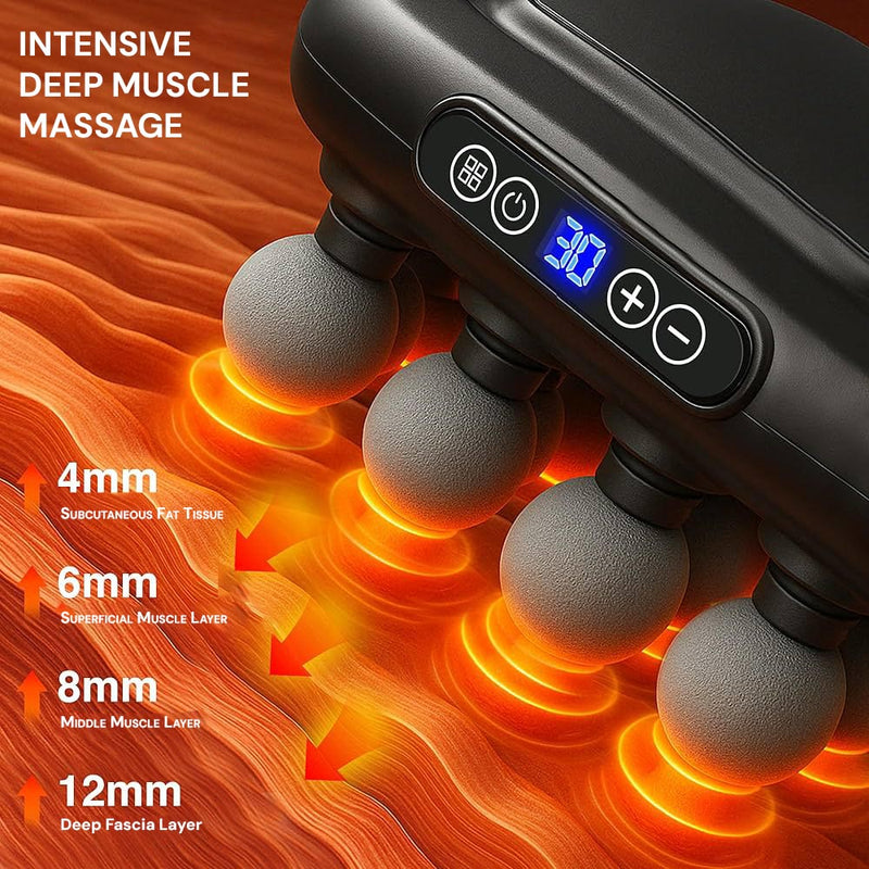 Sports massage gun supporting muscle recovery and flexibility after training sessions.