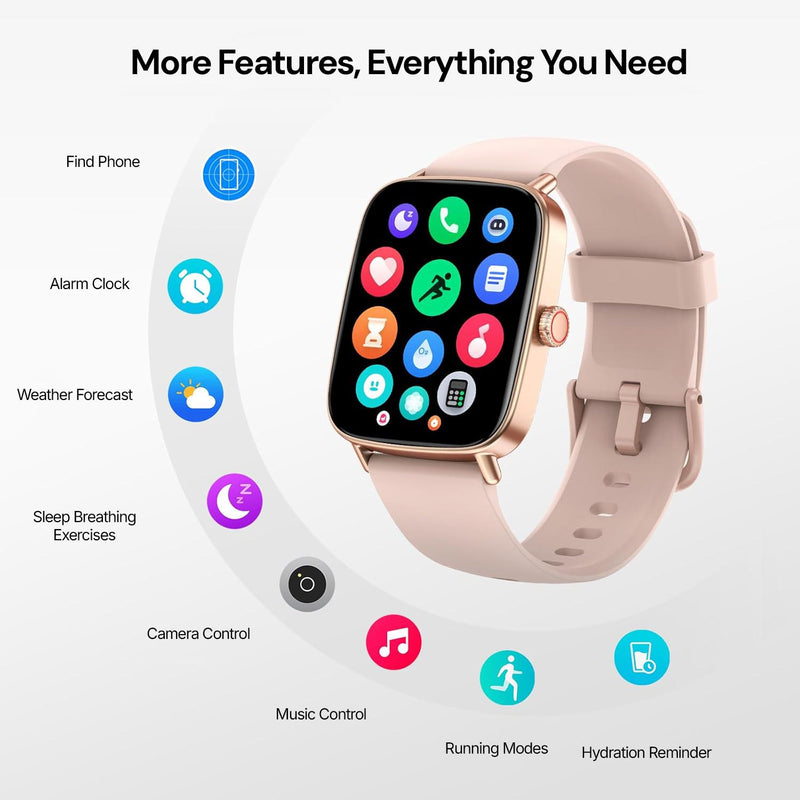 Water-resistant smartwatch with HD display for sport, work and everyday wear.