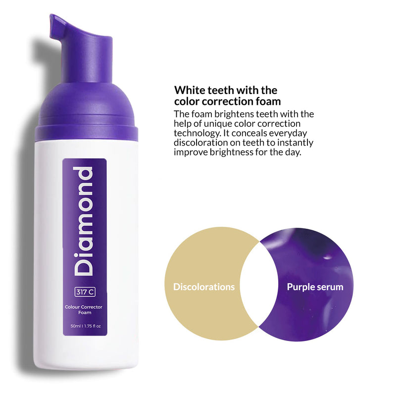 Application of Diamond Smile tooth whitening color correction foam